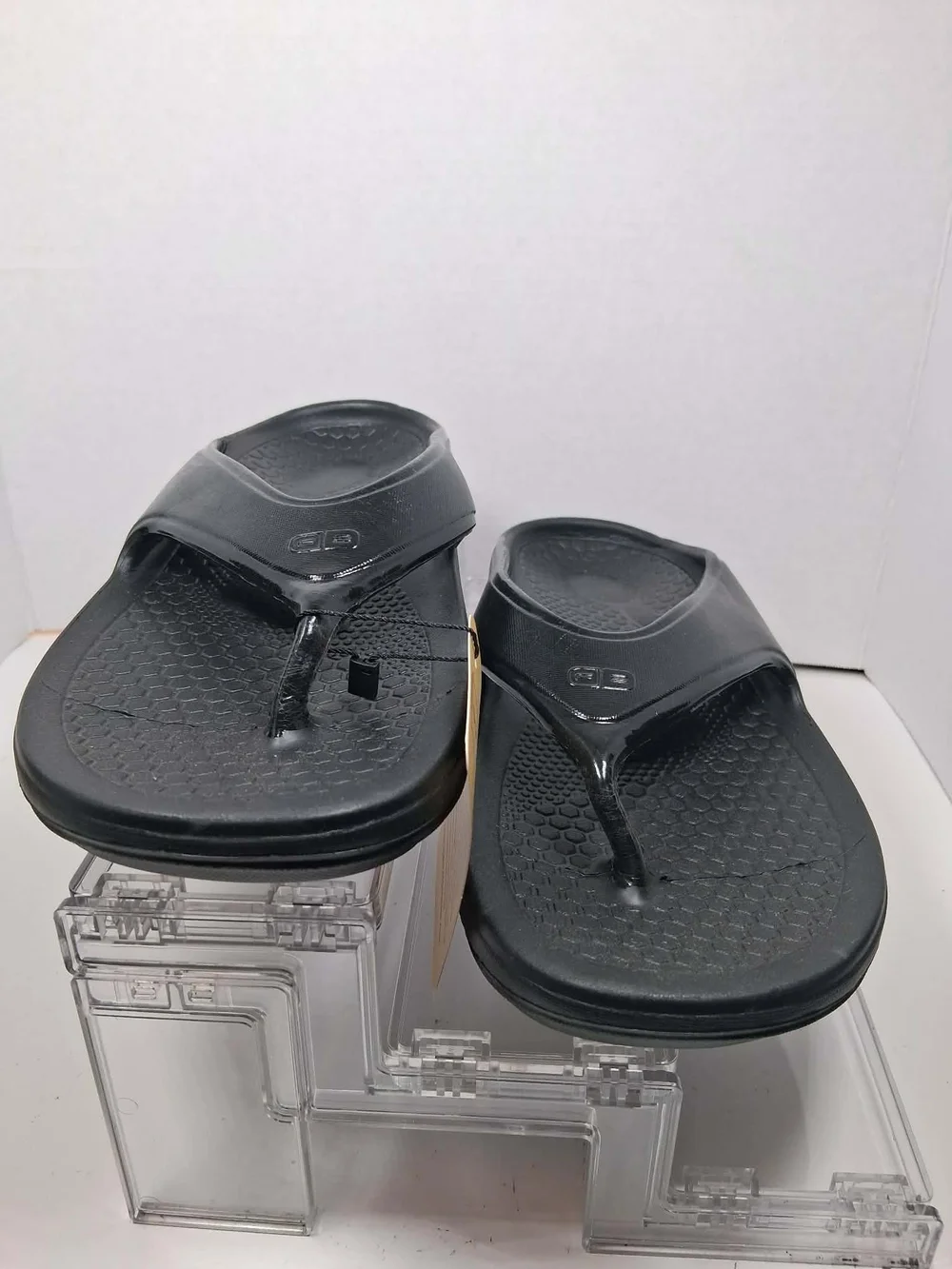 Spenco Yumi Men's Black Logo Thong Slip-On Sandals Cushioned Comfort M-10, W-11